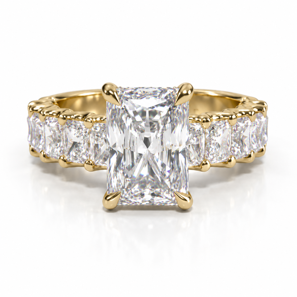 Elongated Radiant-Cut Lab-Grown Diamond Engagement Ring in 14K Yellow Gold l Size 6