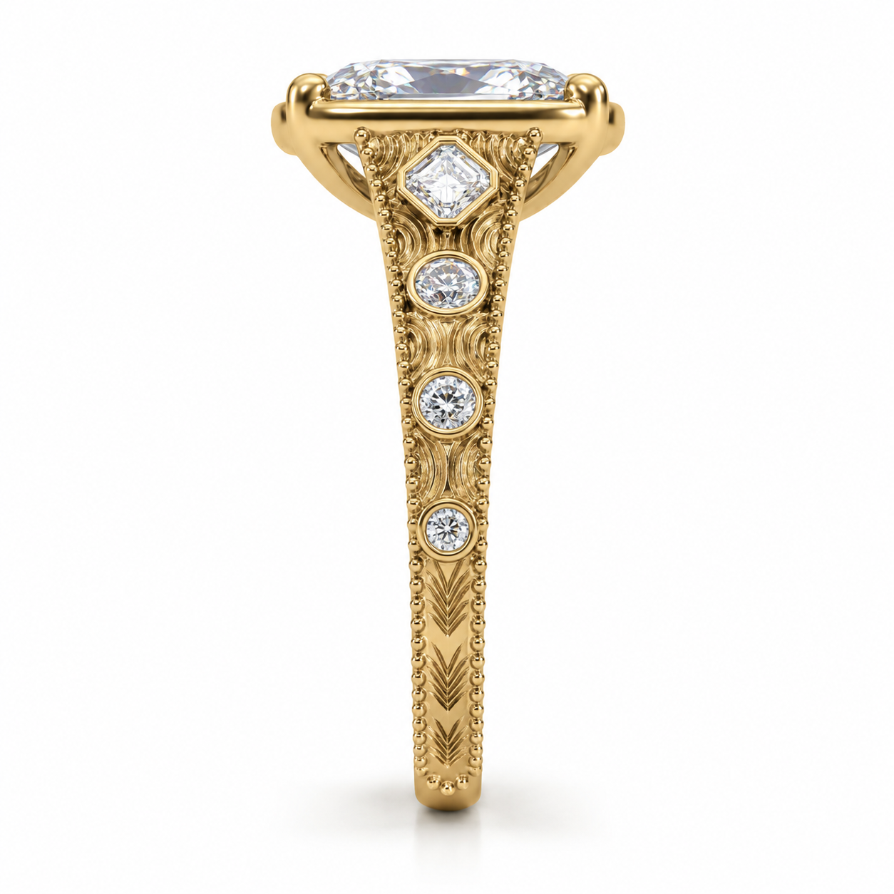 Vintage-Inspired Elongated Cushion Lab-Grown Diamond Ring in 14K Yellow Gold l Size 6