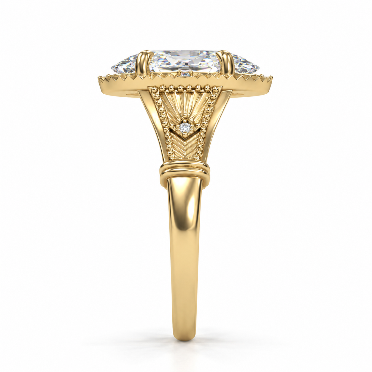 2.00ct Moval Lab-Grown Diamond Vintage-Inspired Ring in 14K Yellow Gold l Size 6