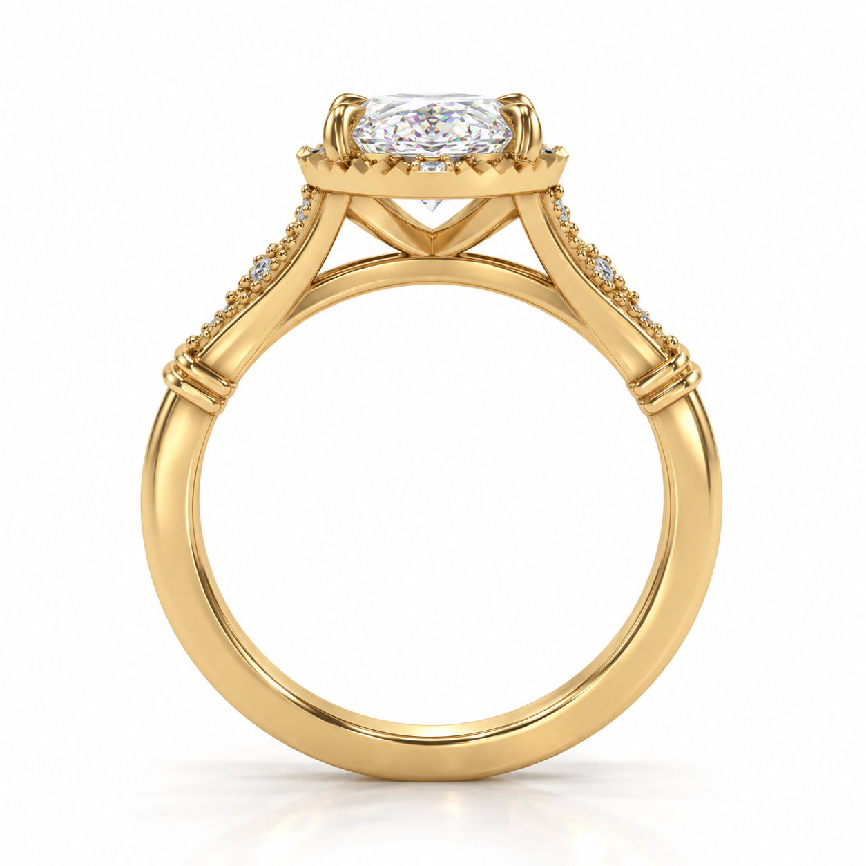 2.00ct Moval Lab-Grown Diamond Vintage-Inspired Ring in 14K Yellow Gold l Size 6