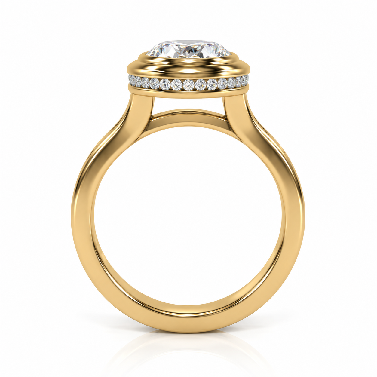 2.00ct Oval Lab-Grown Diamond Bezel-Set Ring in 14K Yellow Gold l Size 6