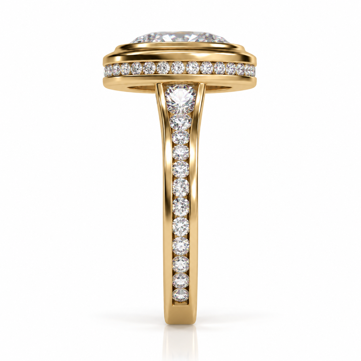 2.00ct Oval Lab-Grown Diamond Bezel-Set Ring in 14K Yellow Gold l Size 6