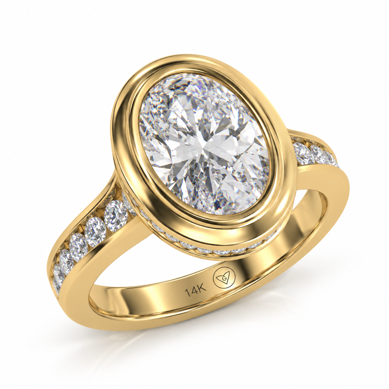 2.00ct Oval Lab-Grown Diamond Bezel-Set Ring in 14K Yellow Gold l Size 6