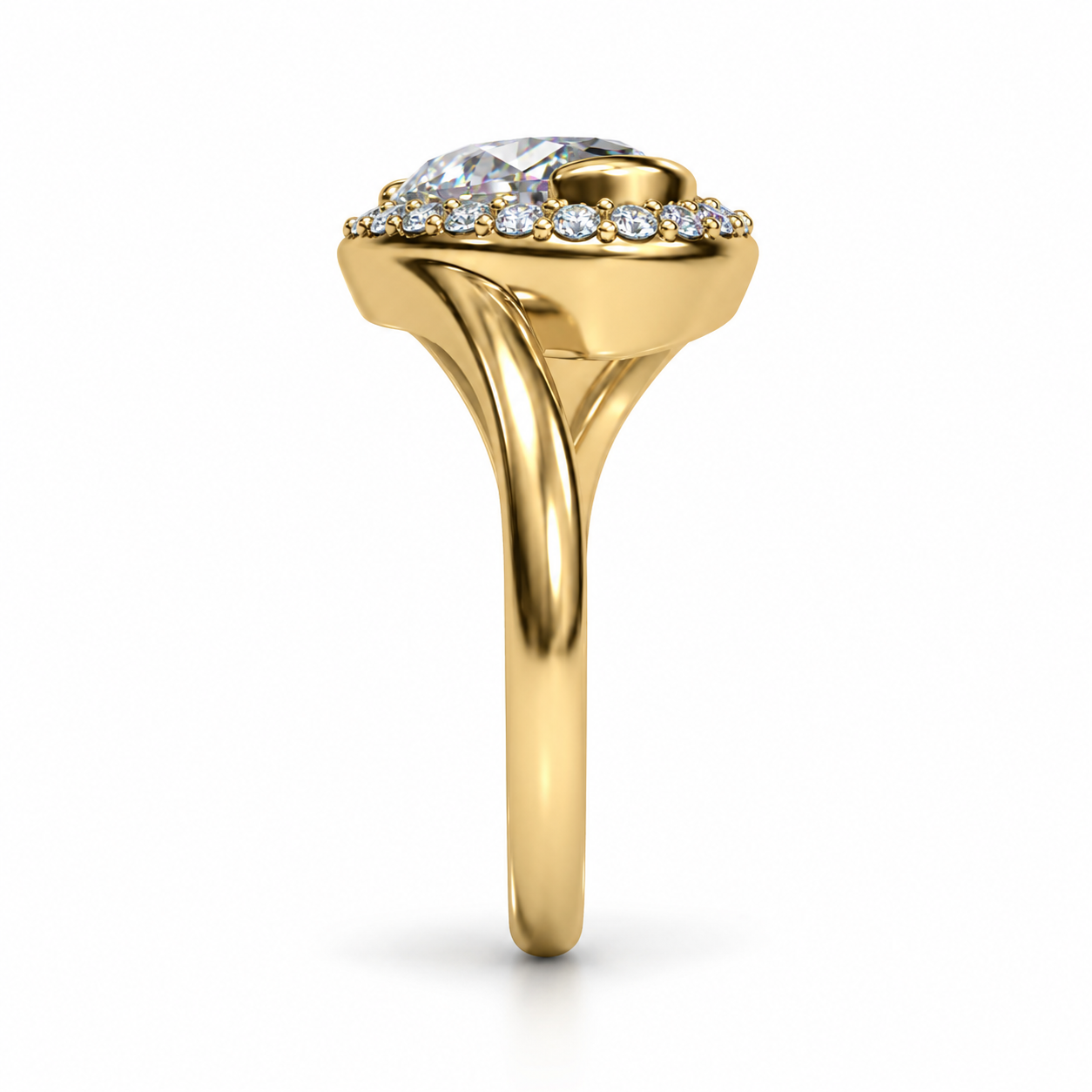 2.00ct Oval Lab-Grown Diamond Bypass Ring in 14K Yellow Gold