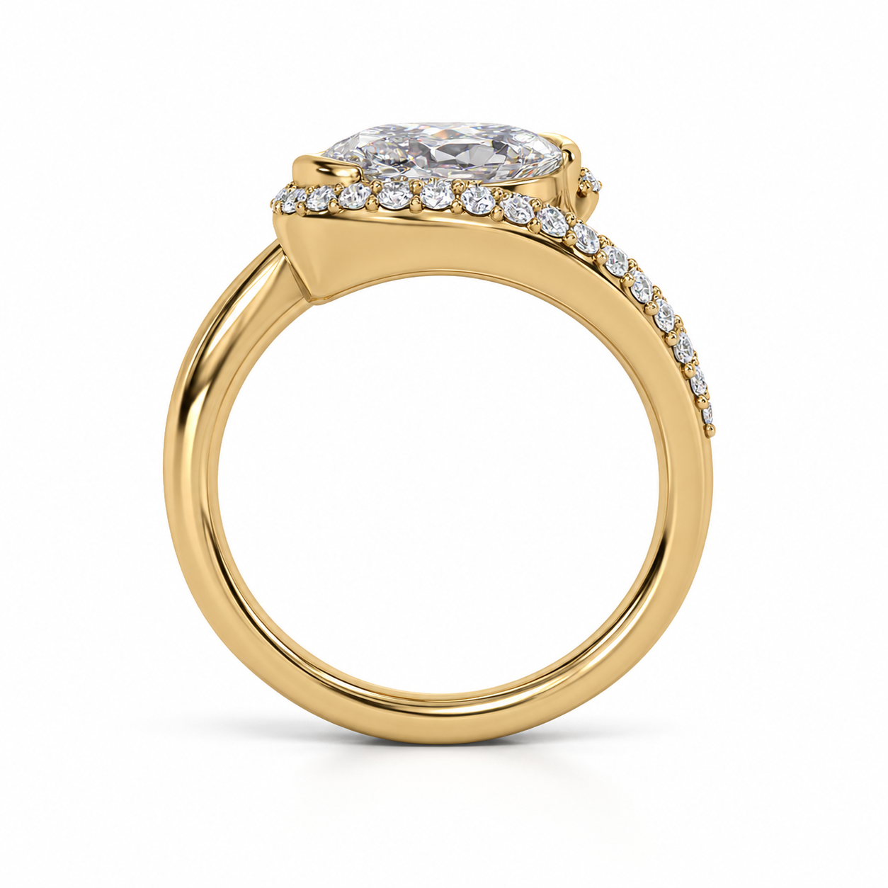 2.00ct Oval Lab-Grown Diamond Bypass Ring in 14K Yellow Gold