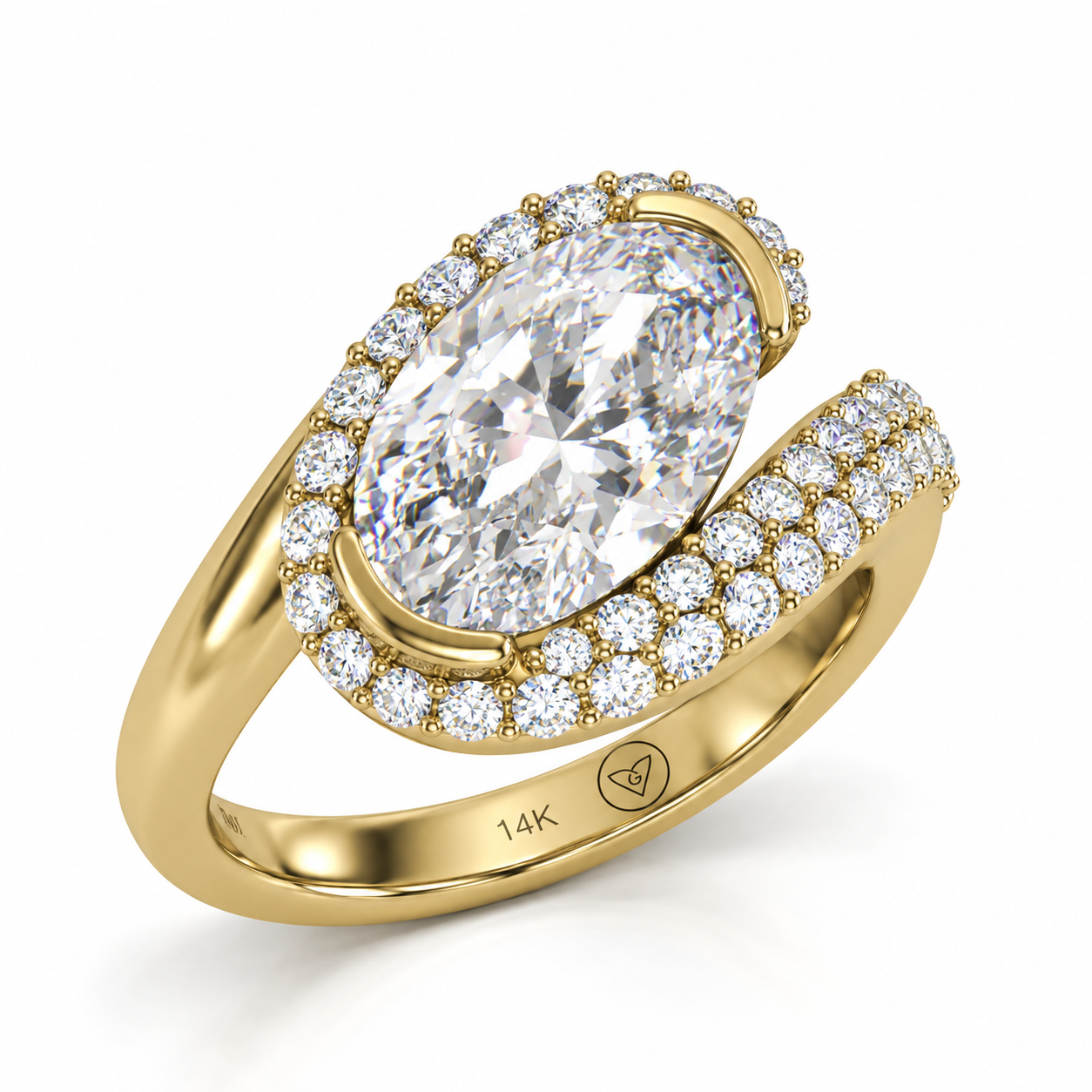 2.00ct Oval Lab-Grown Diamond Bypass Ring in 14K Yellow Gold