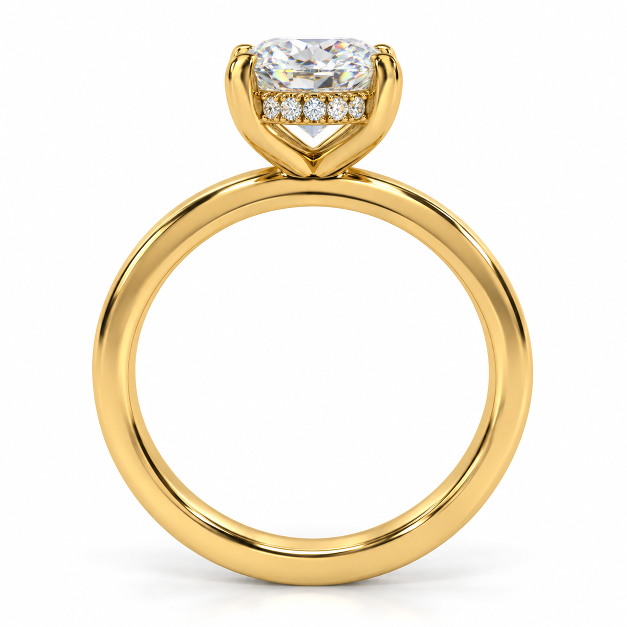 2.00 Carat MOVAL Lab-Grown Diamond Hidden Halo Solitaire Ring in 14k Yellow Gold l Size 6