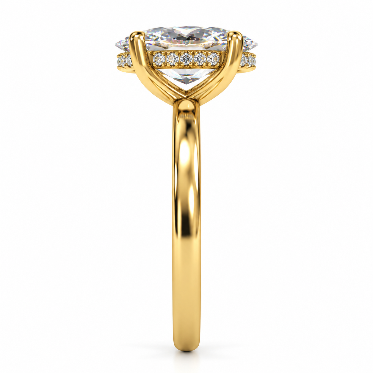 2.00 Carat MOVAL Lab-Grown Diamond Hidden Halo Solitaire Ring in 14k Yellow Gold l Size 6