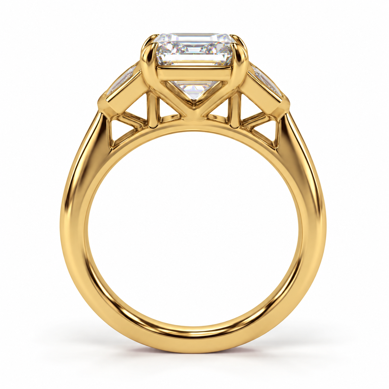Emerald-Cut Lab-Grown Diamond Three-Stone Ring l Size 6