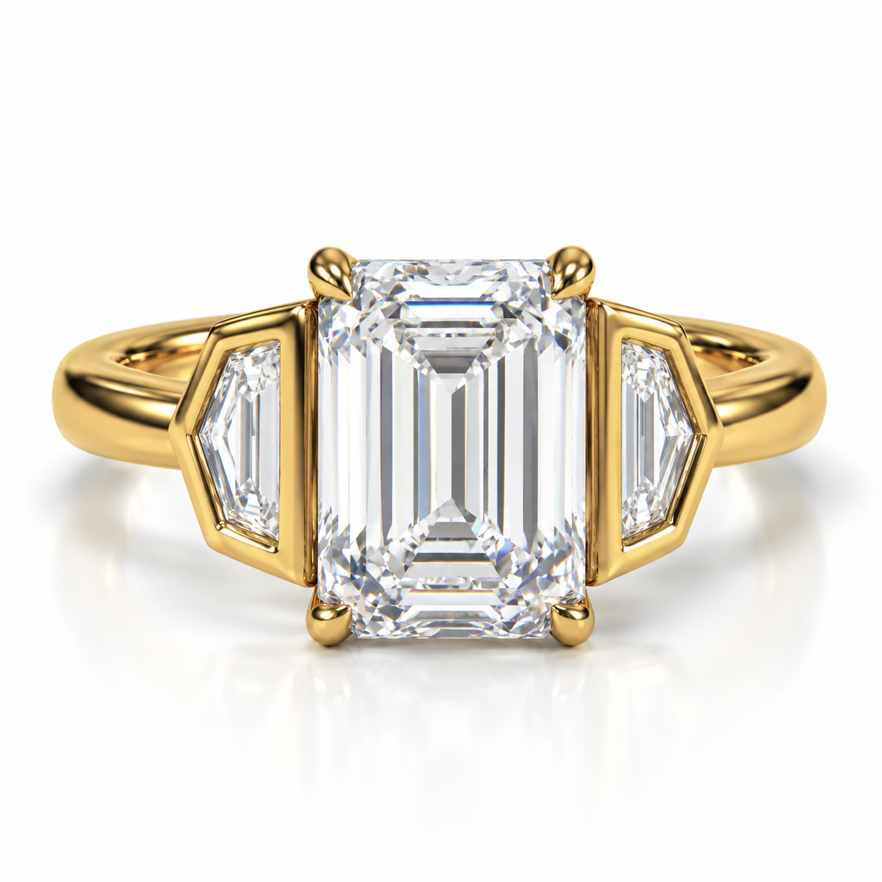 Emerald-Cut Lab-Grown Diamond Three-Stone Ring l Size 6