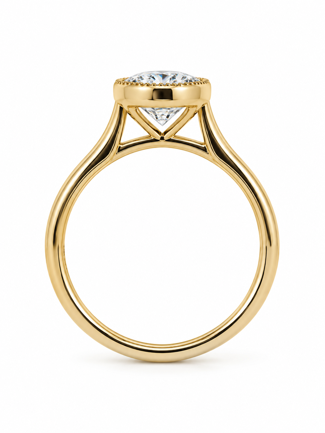 Oval Lab-Grown Diamond Bezel-Set Solitaire Ring l Size 6