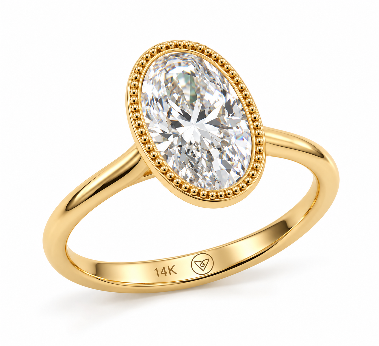 Oval Lab-Grown Diamond Bezel-Set Solitaire Ring l Size 6
