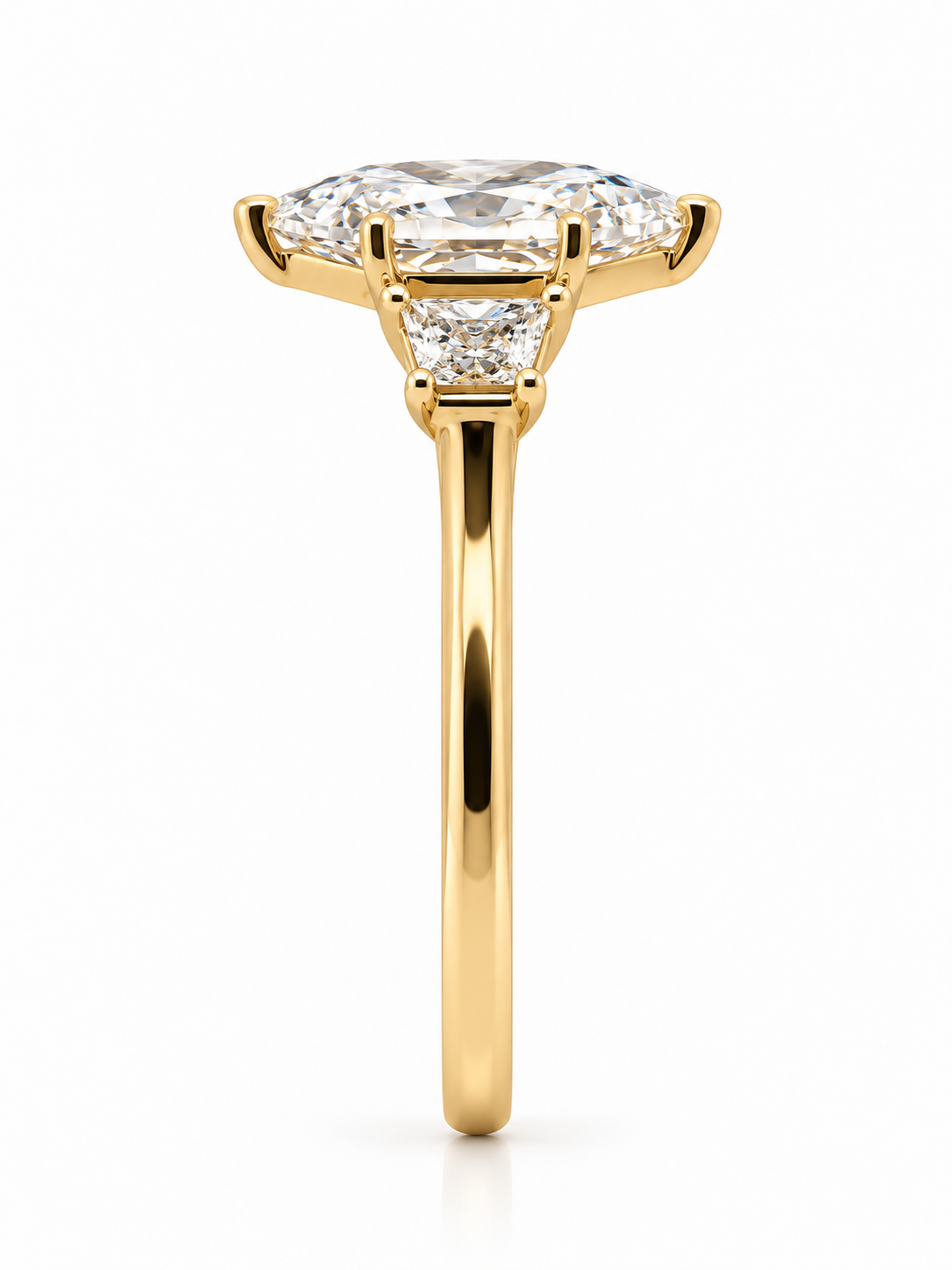 Hexagonal Lab-Grown Diamond Three-Stone Ring l Size 6