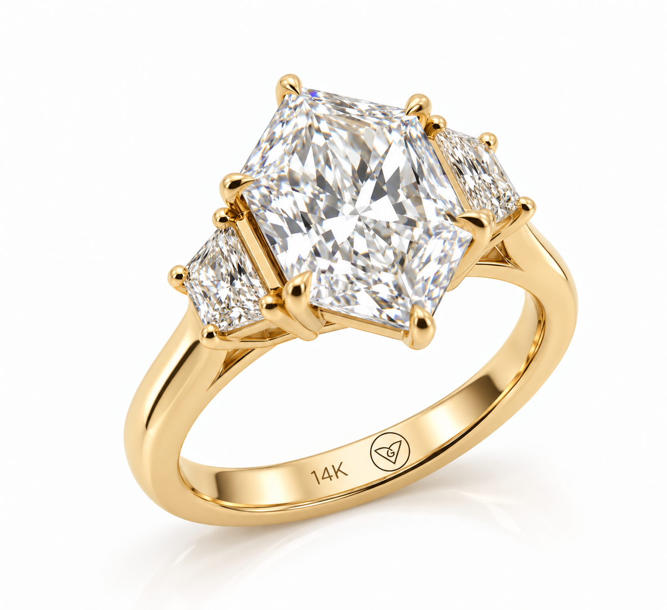 Hexagonal Lab-Grown Diamond Three-Stone Ring l Size 6