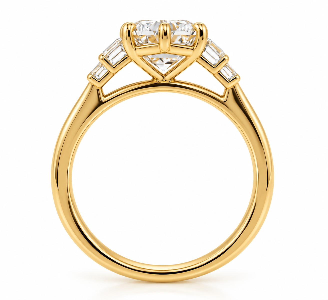 Hexagonal Modified Brilliant Lab-Grown Diamond Three-Stone Ring