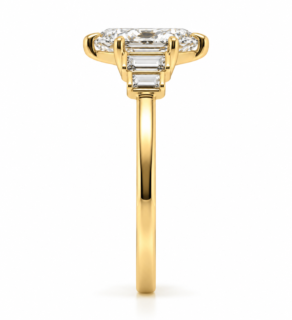 Hexagonal Modified Brilliant Lab-Grown Diamond Three-Stone Ring