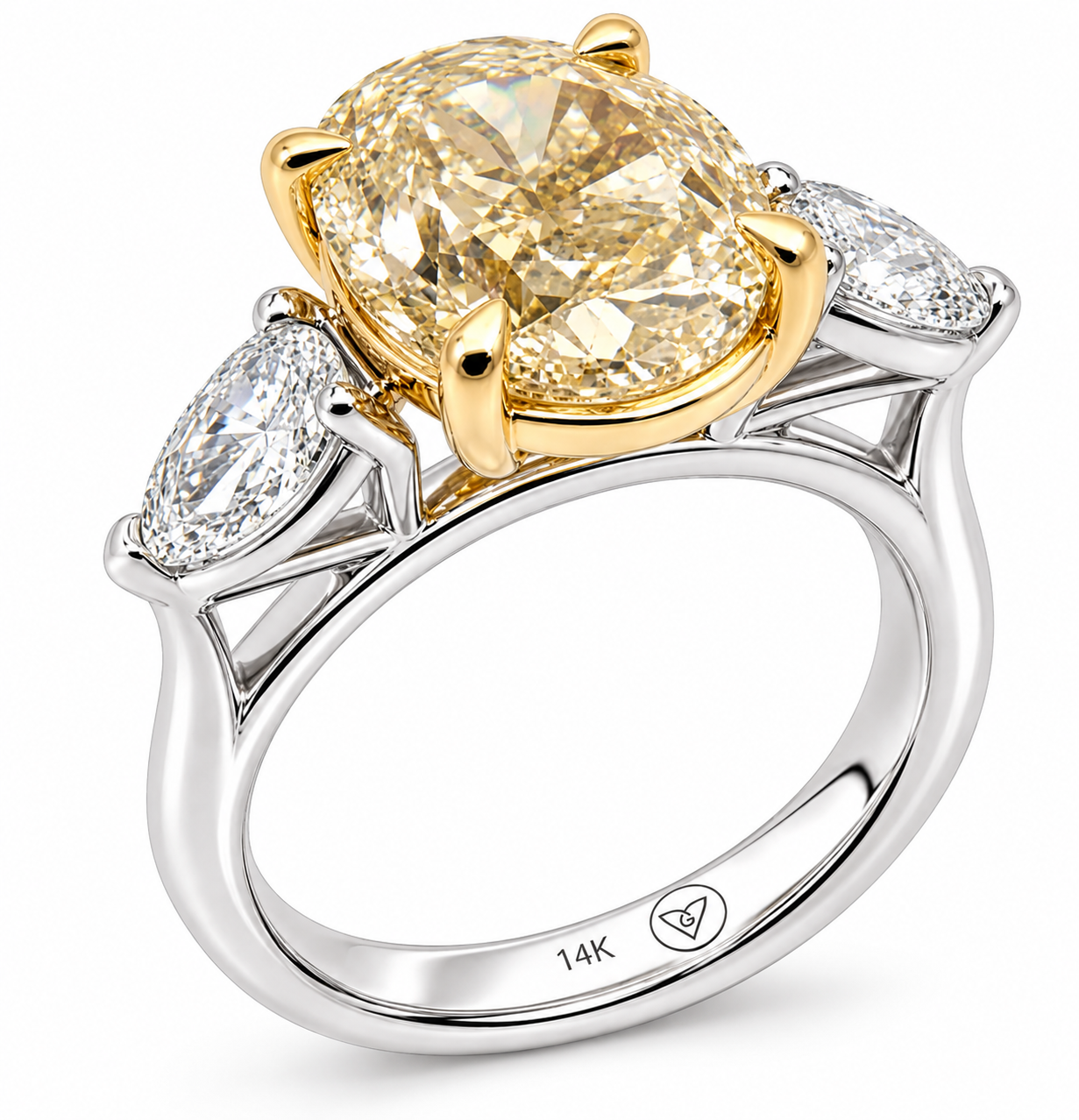 5.00ct Fancy Yellow Lab Grown Diamond Three-Stone Ring l Size 6