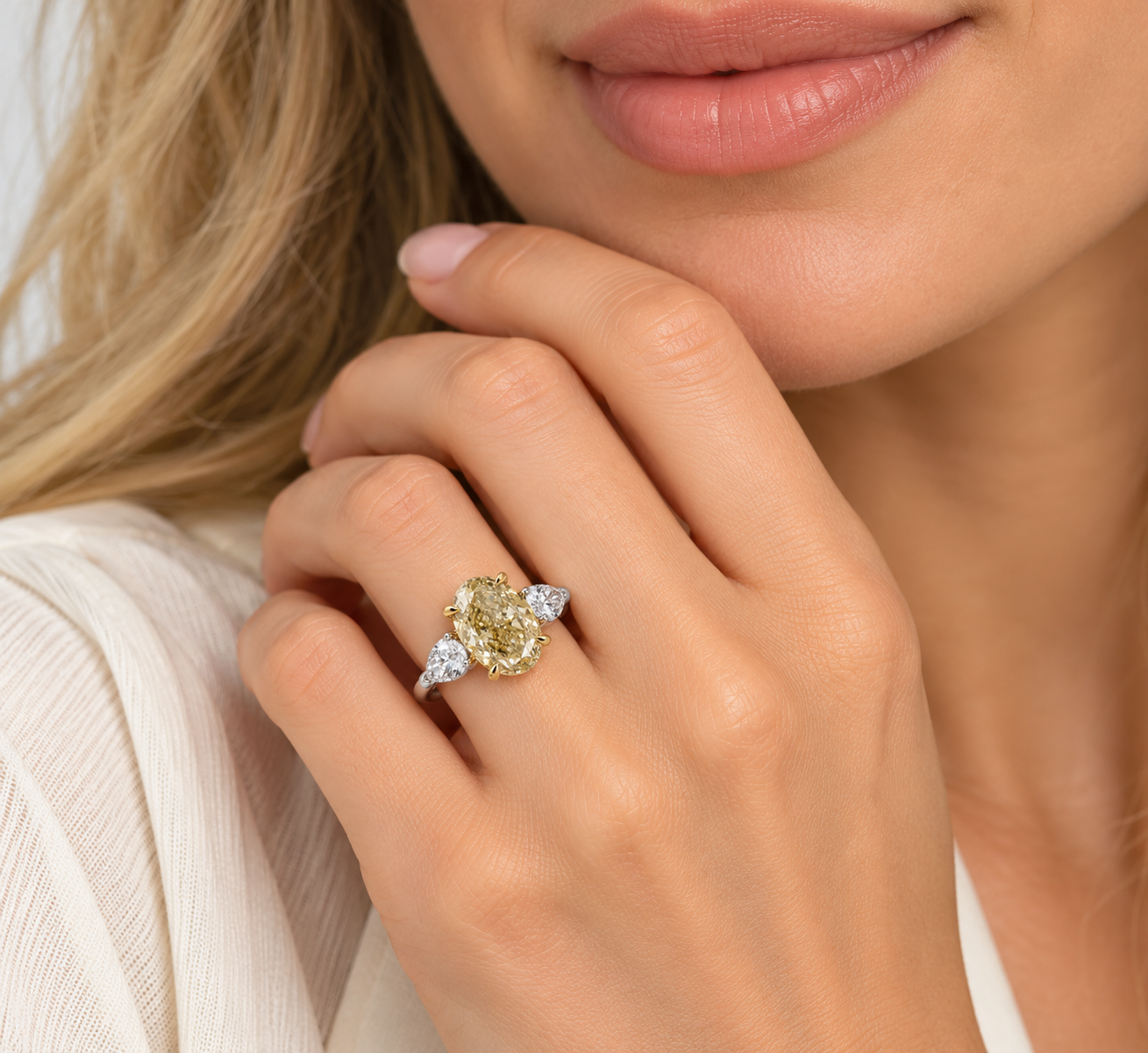 5.00ct Fancy Yellow Lab Grown Diamond Three-Stone Ring l Size 6