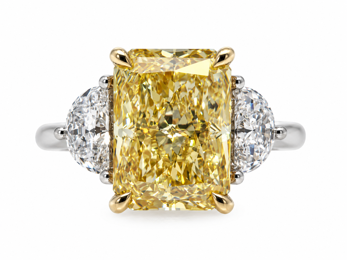 5.00ct Fancy Yellow Lab Grown Diamond Three-Stone Ring l Size 6