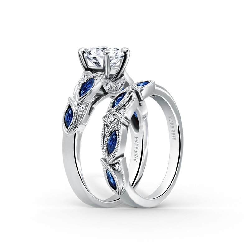 KIRK KARA White Gold Sapphire and Diamond Floral Diamond Band | Dahlia