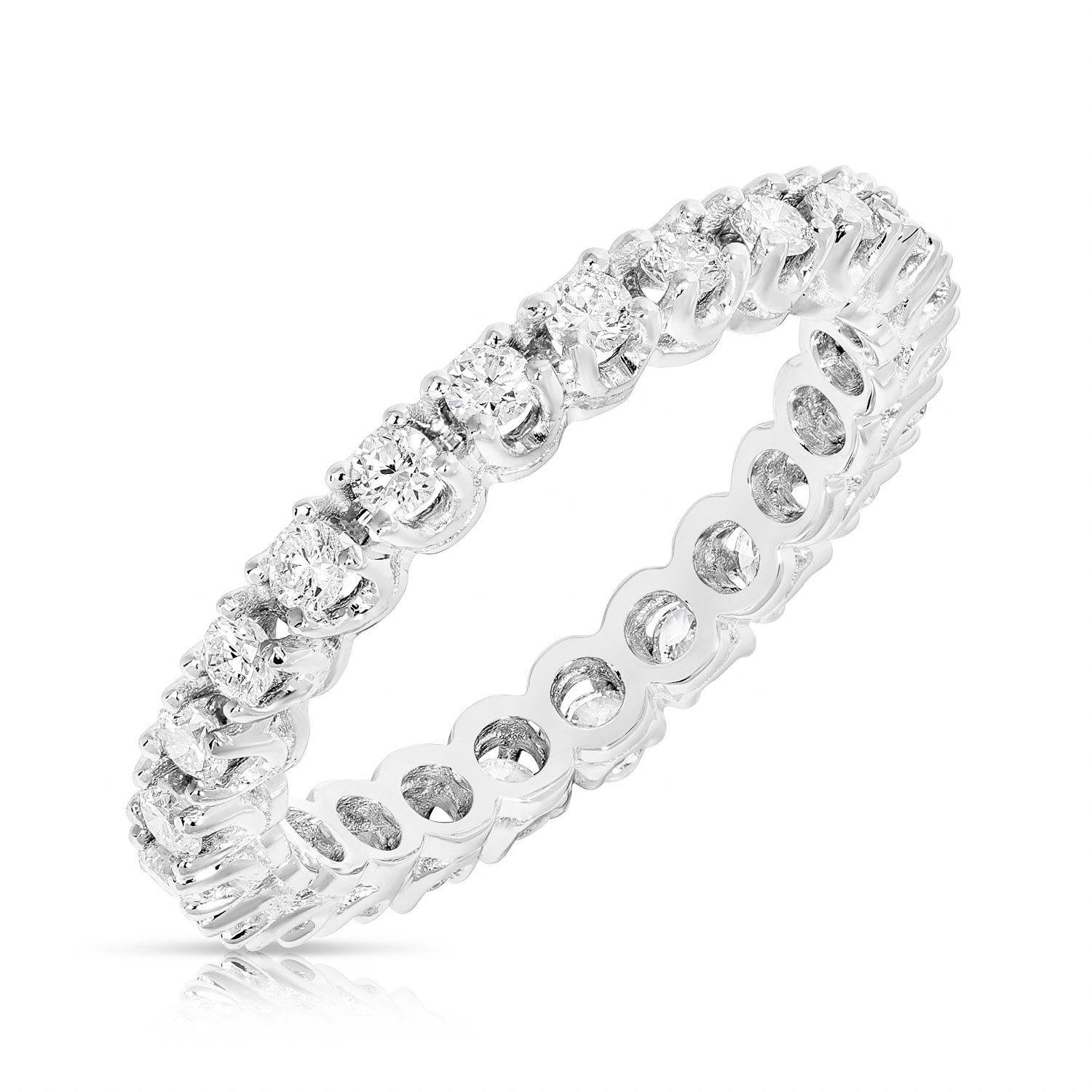 1ctw White Gold Prong Set Round Diamond Eternity Band Size 7 1/2