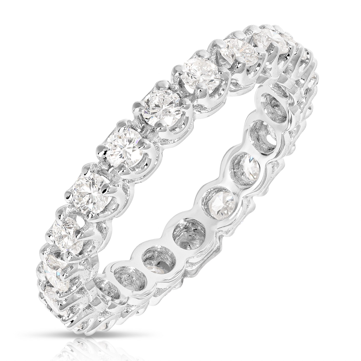 1 1/2ctw White Gold Prong Set Round Diamond Eternity Band Size 7 1/2