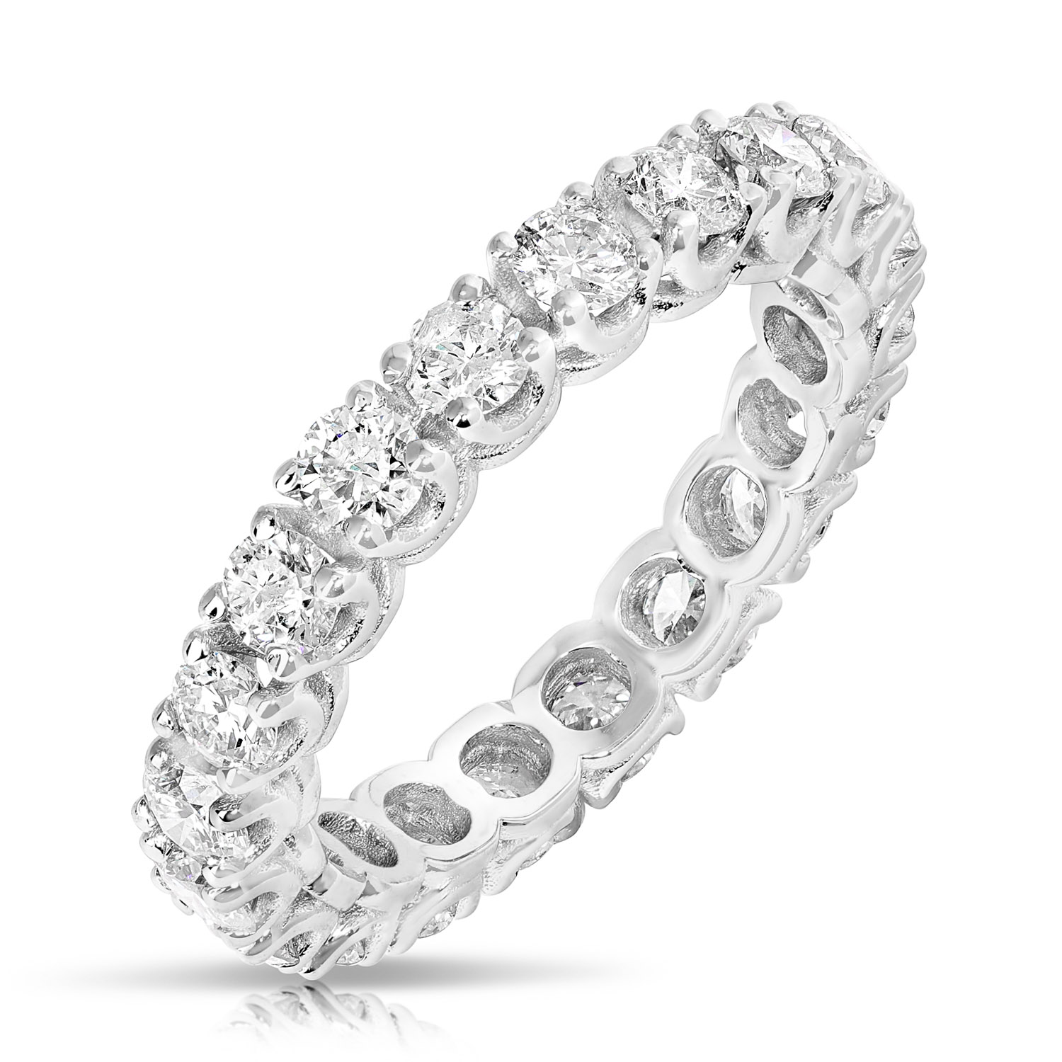 2ctw White Gold Prong Set Round Diamond Eternity Band Size 7 1/2