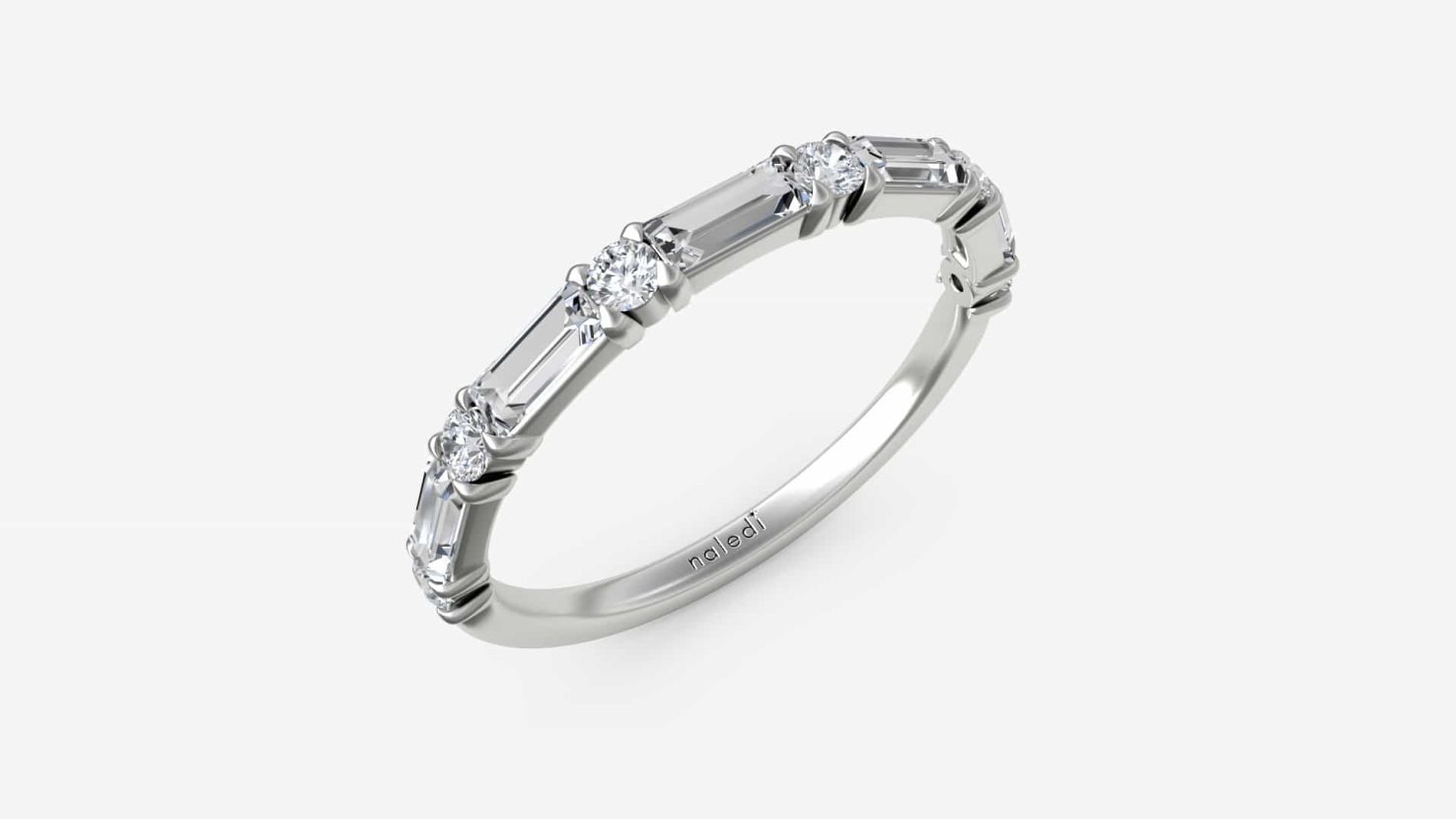 CZ SS Naledi Camille .50ctw Alternating baguette and round diamond band