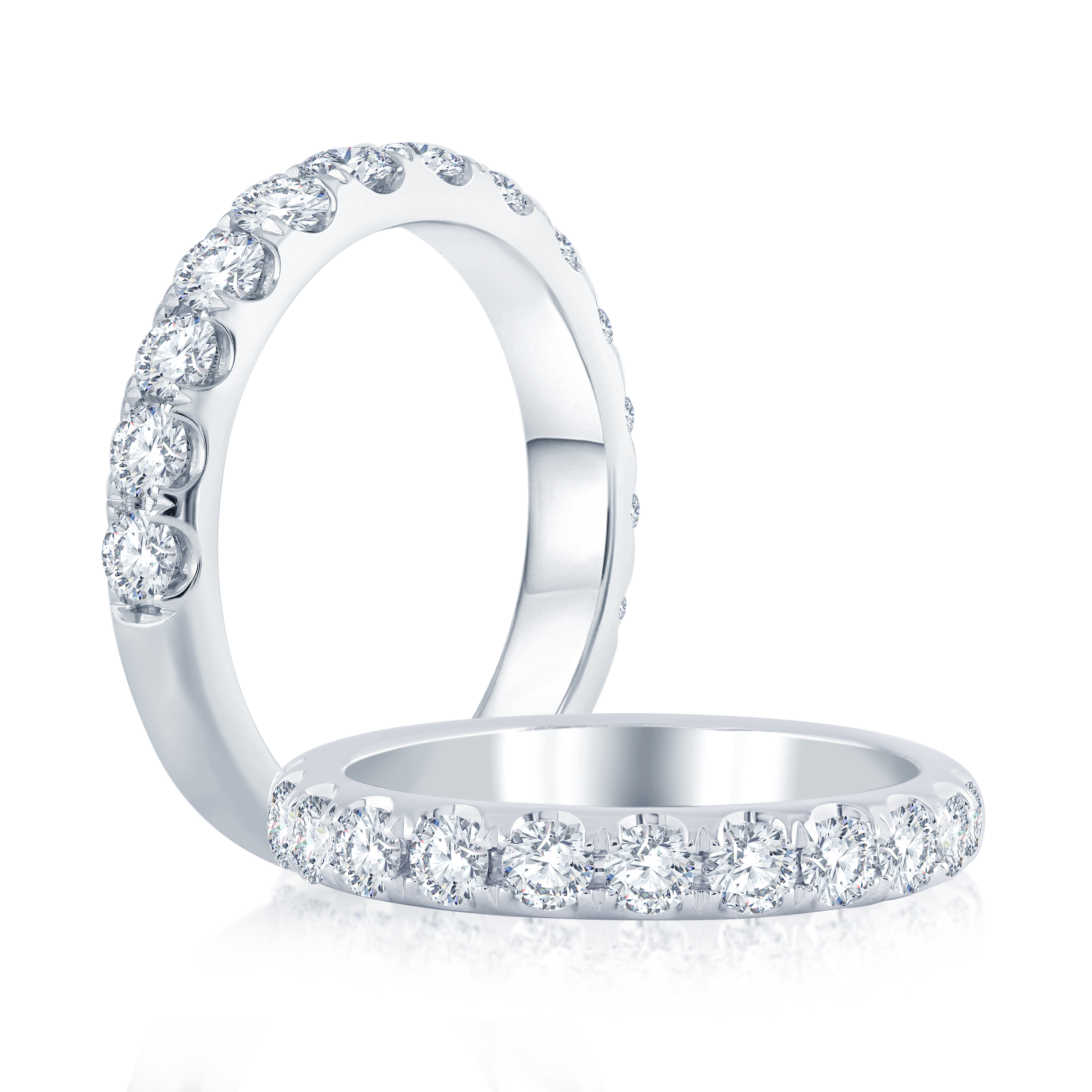 White Gold 3/4ctw Diamond Prong Set Wedding Band