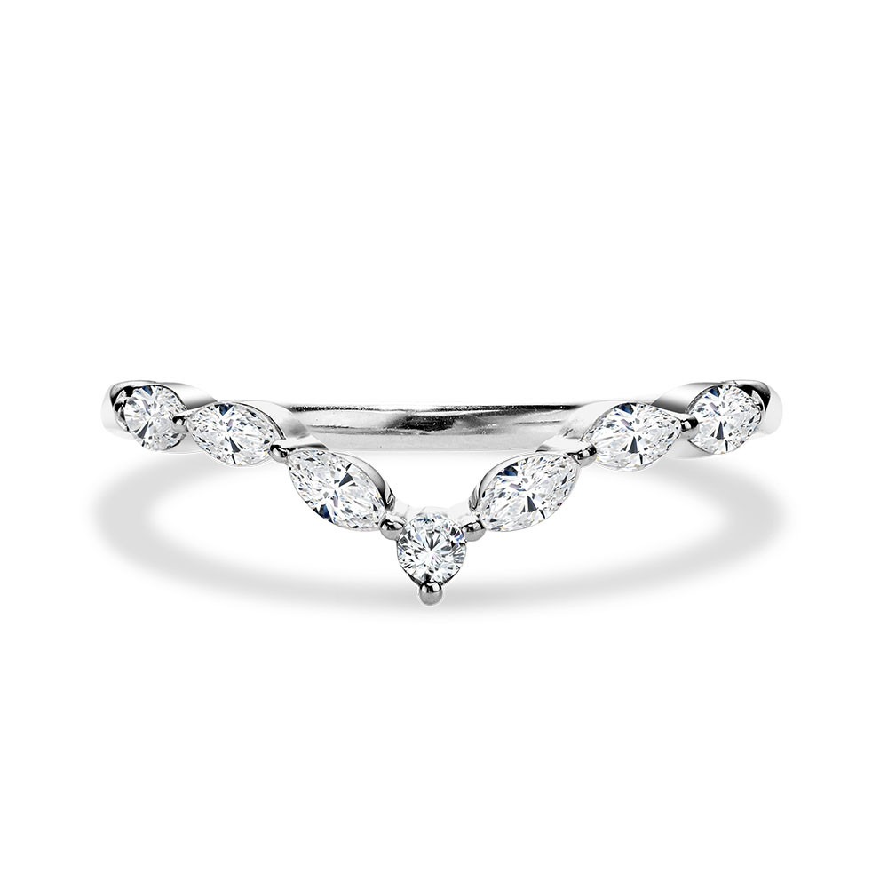 Marquise 1/3ctw Diamond Chevron Band in White Gold