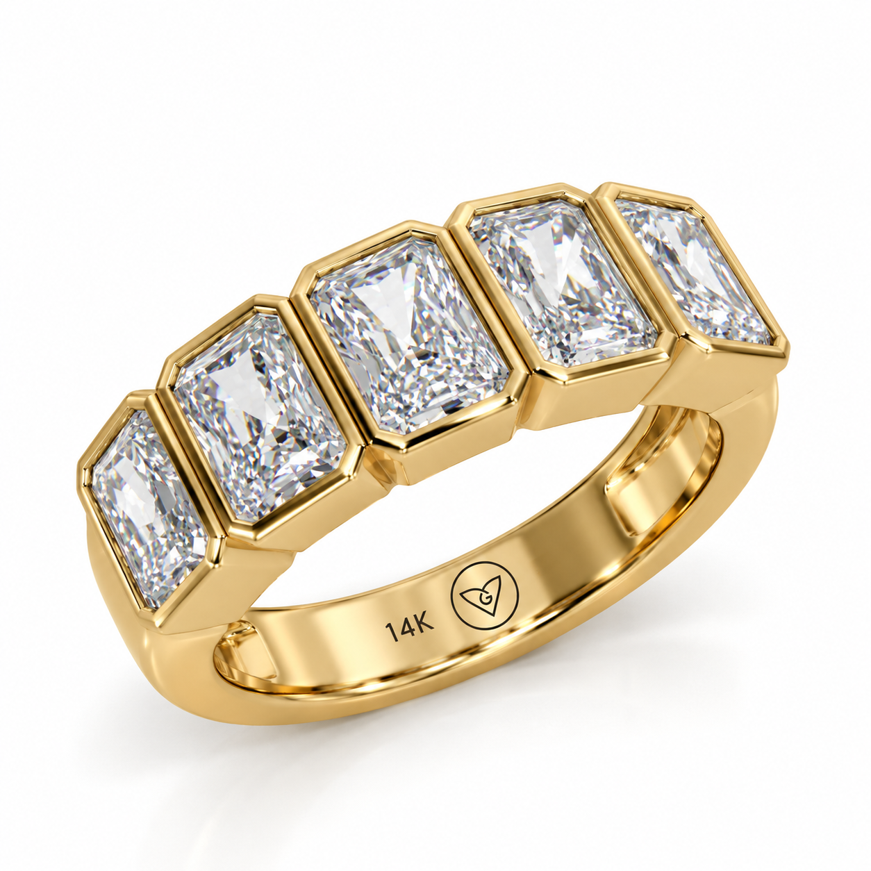 Five-Stone Lab-Grown Diamond Bezel-Set Band in 14K Yellow Gold l Size 6