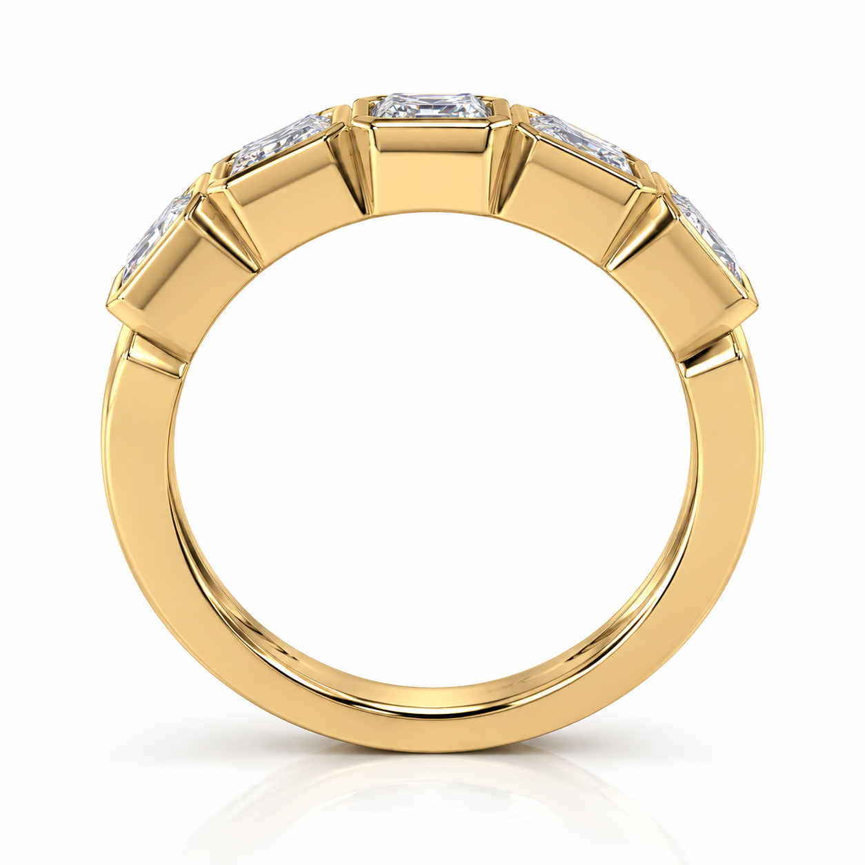 Five-Stone Lab-Grown Diamond Bezel-Set Band in 14K Yellow Gold l Size 6