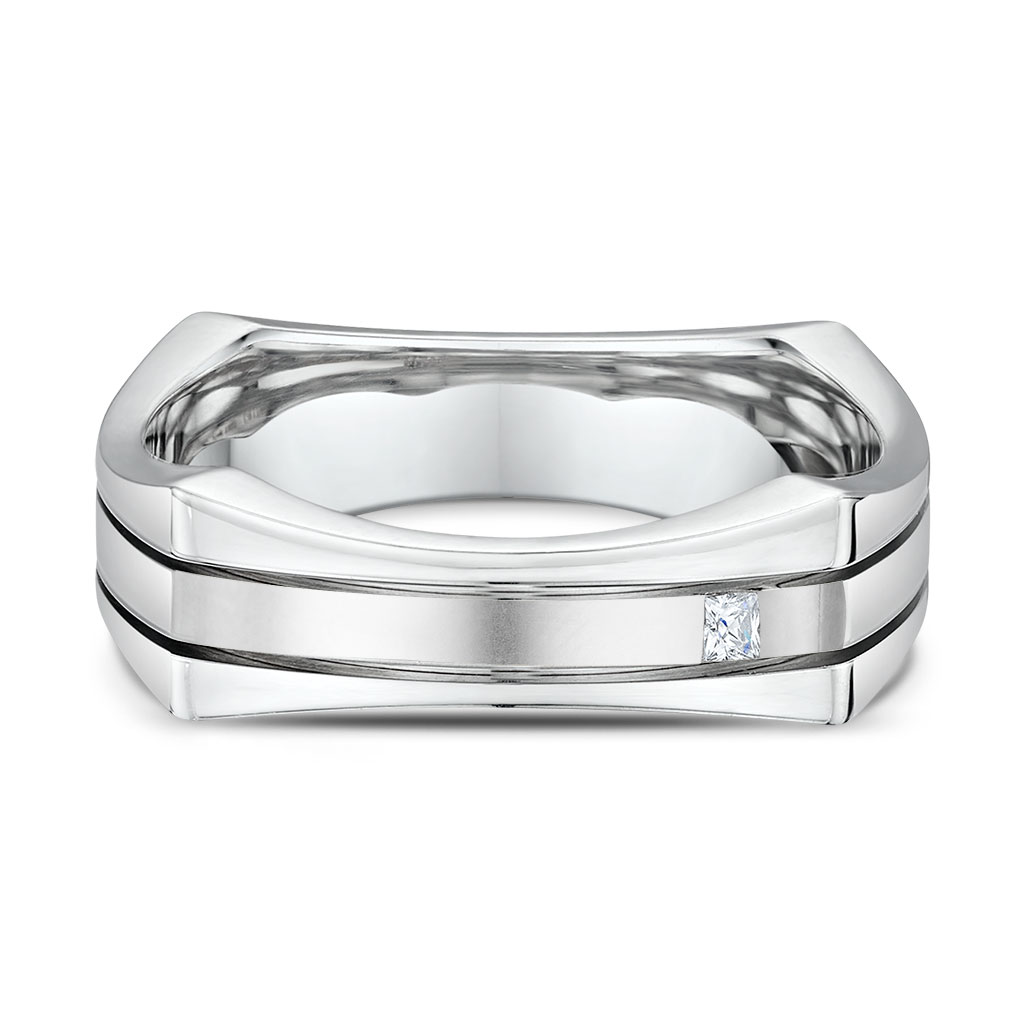 White Gold Princess-cut Diamond Squared Wedding Band l 7mm