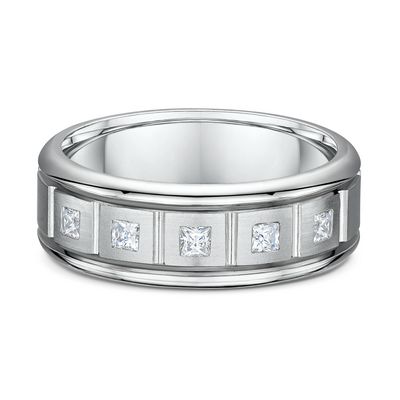 1/3ctw Princess-cut Diamond White Gold Wedding Band l 8mm