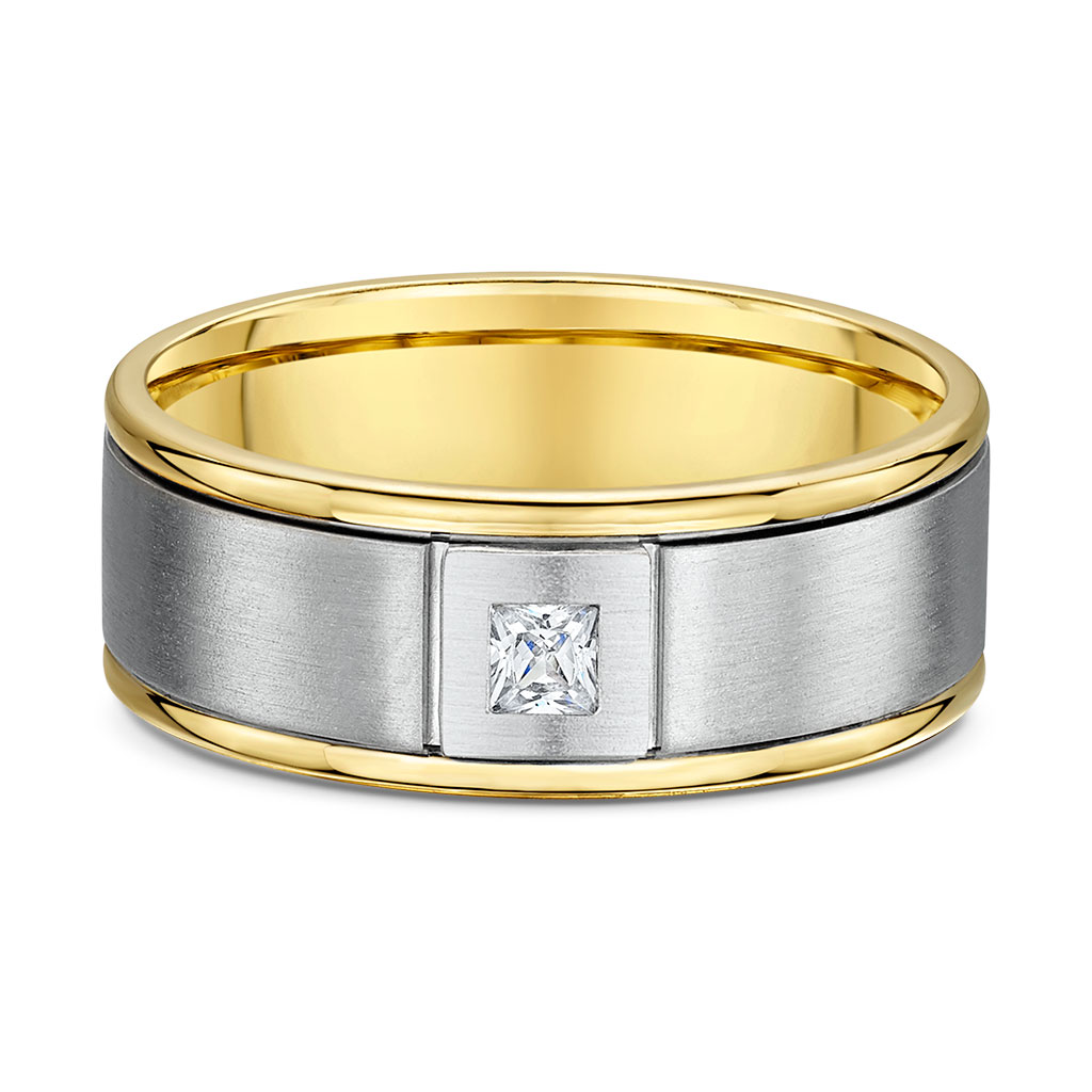 3/20ctw Princess-cut Diamond Two-Tone Wedding Band l 8mm