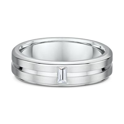 3/20ctw Baguette-cut Diamond White Gold Wedding Band l 6mm