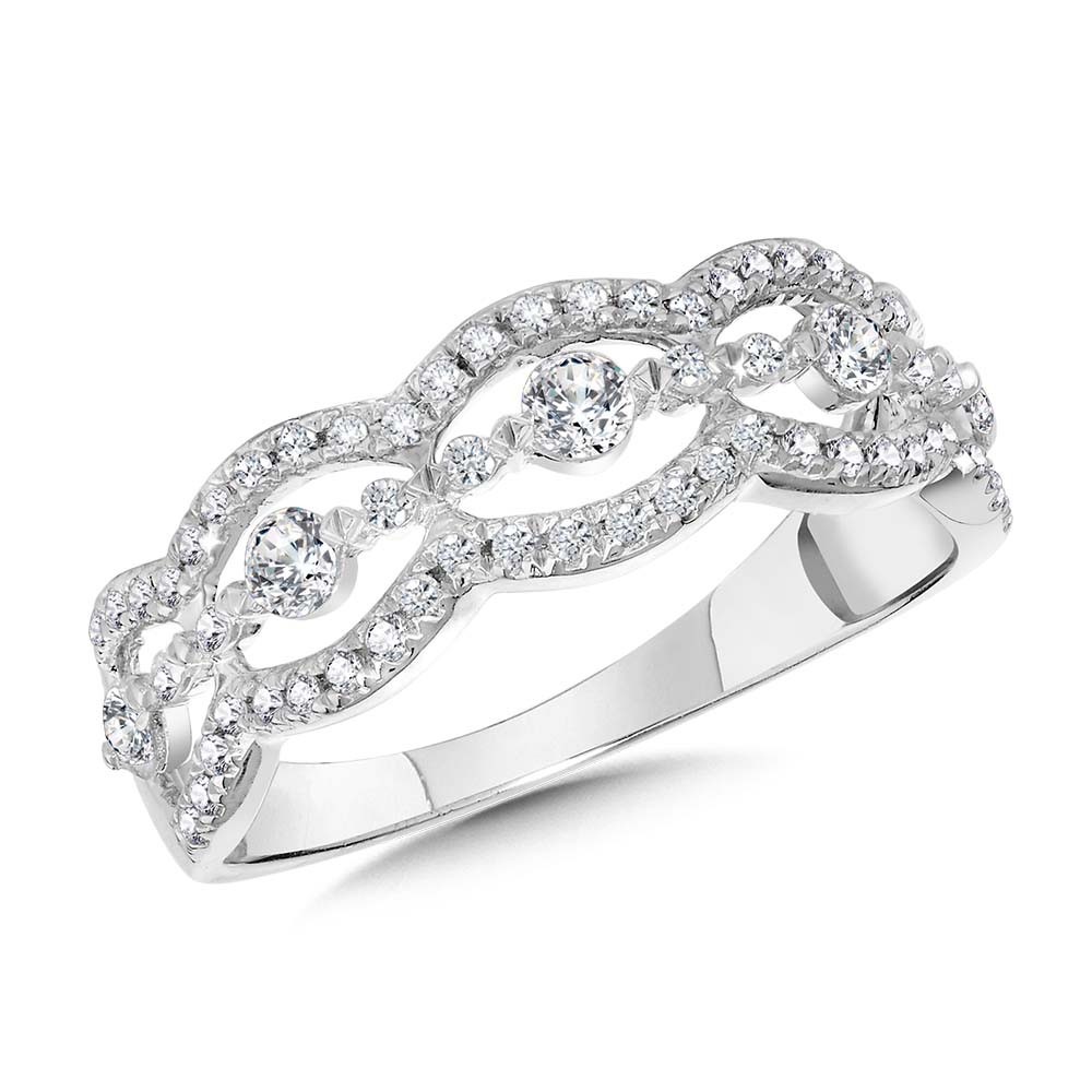 White Gold 1/2ctw Diamond Scalloped Anniversary Band