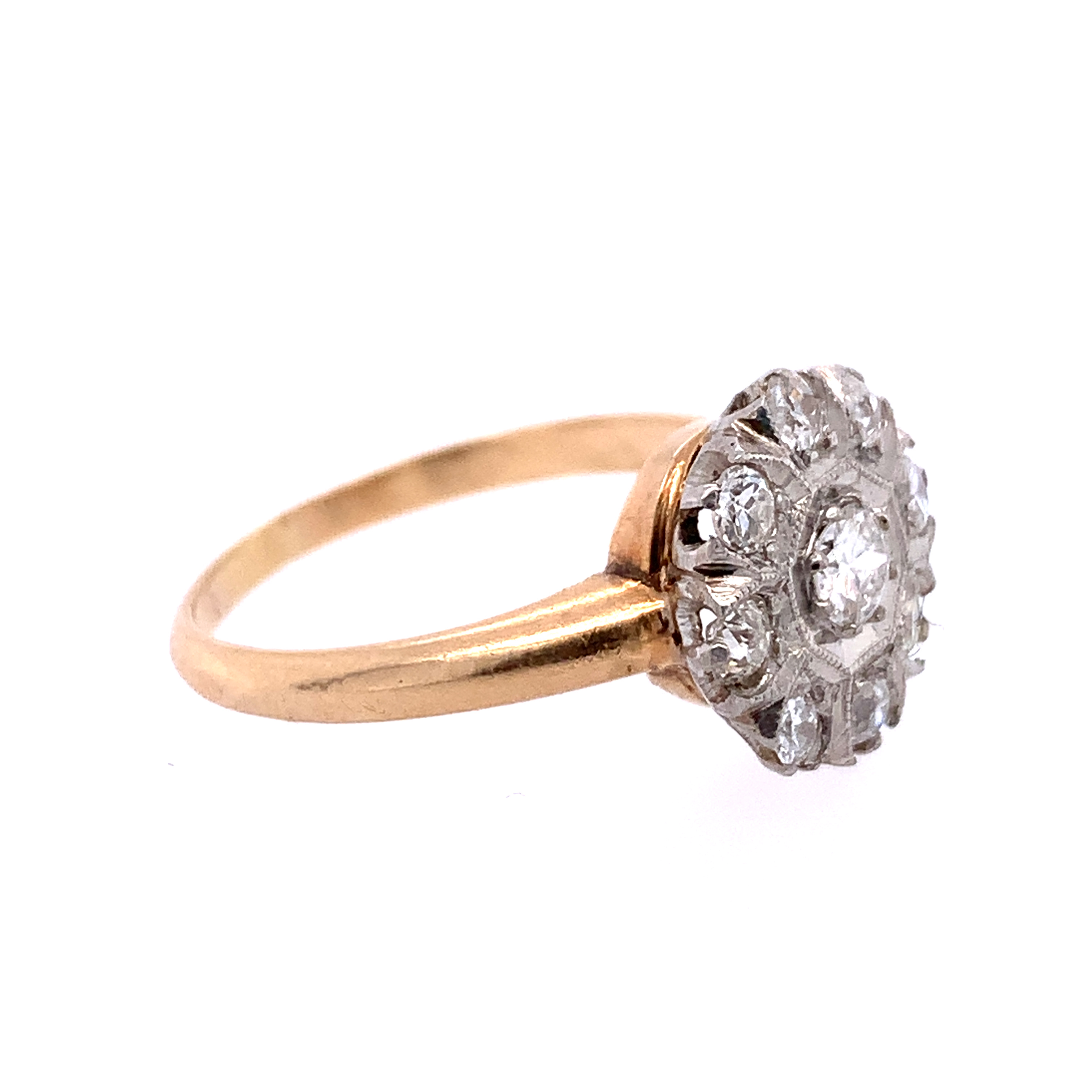 Vintage 14K Diamond Cluster Ring