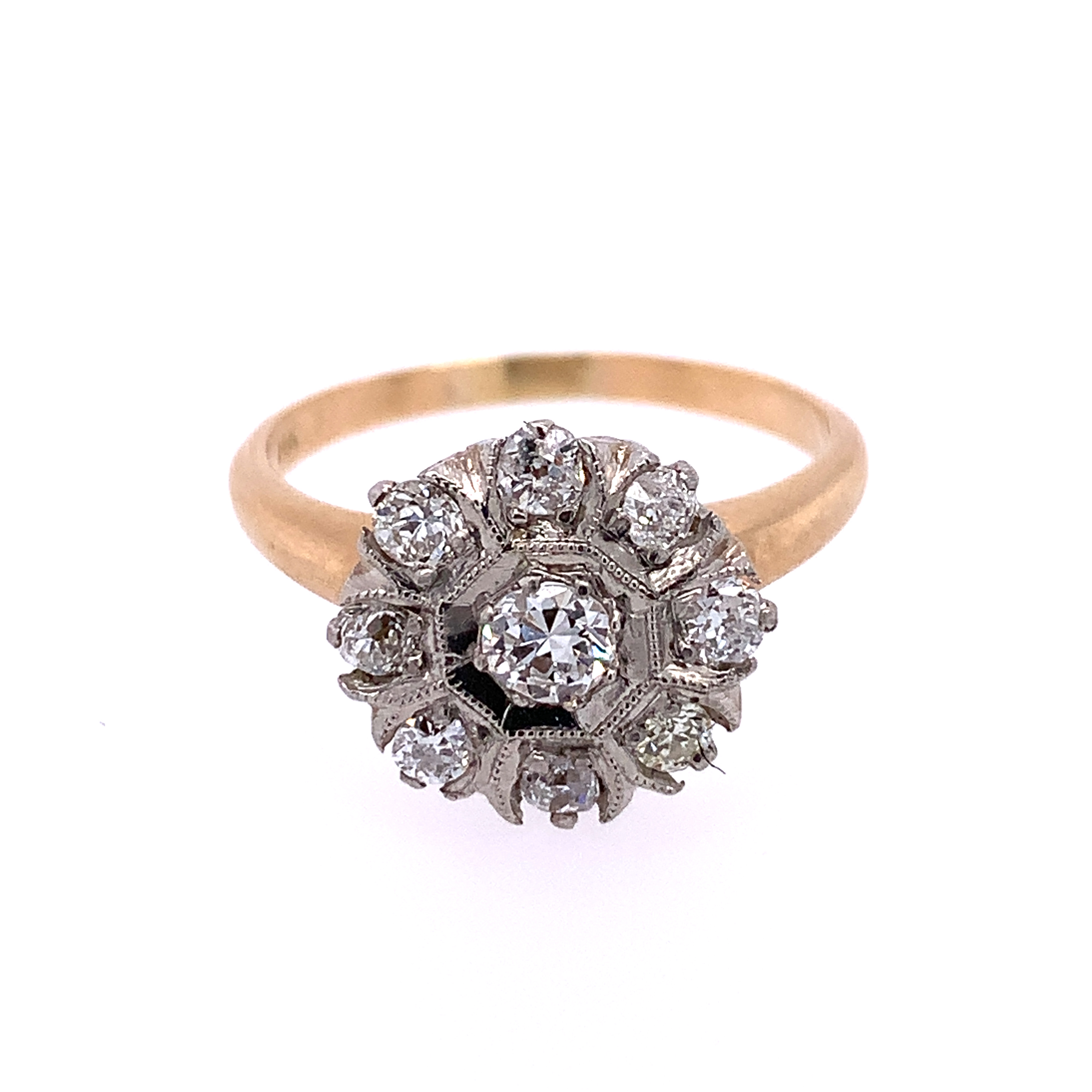 Vintage 14K Diamond Cluster Ring