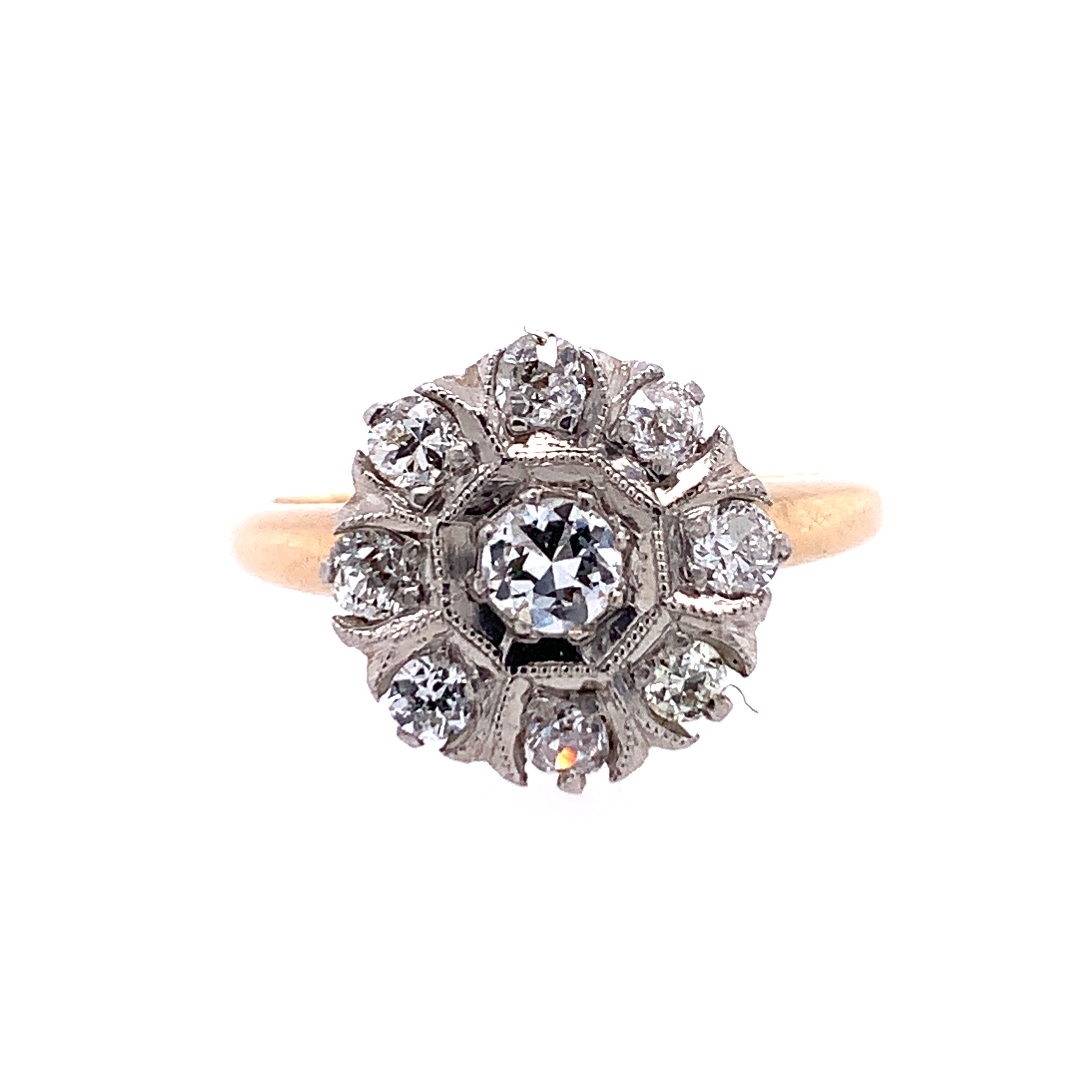 Vintage 14K Diamond Cluster Ring