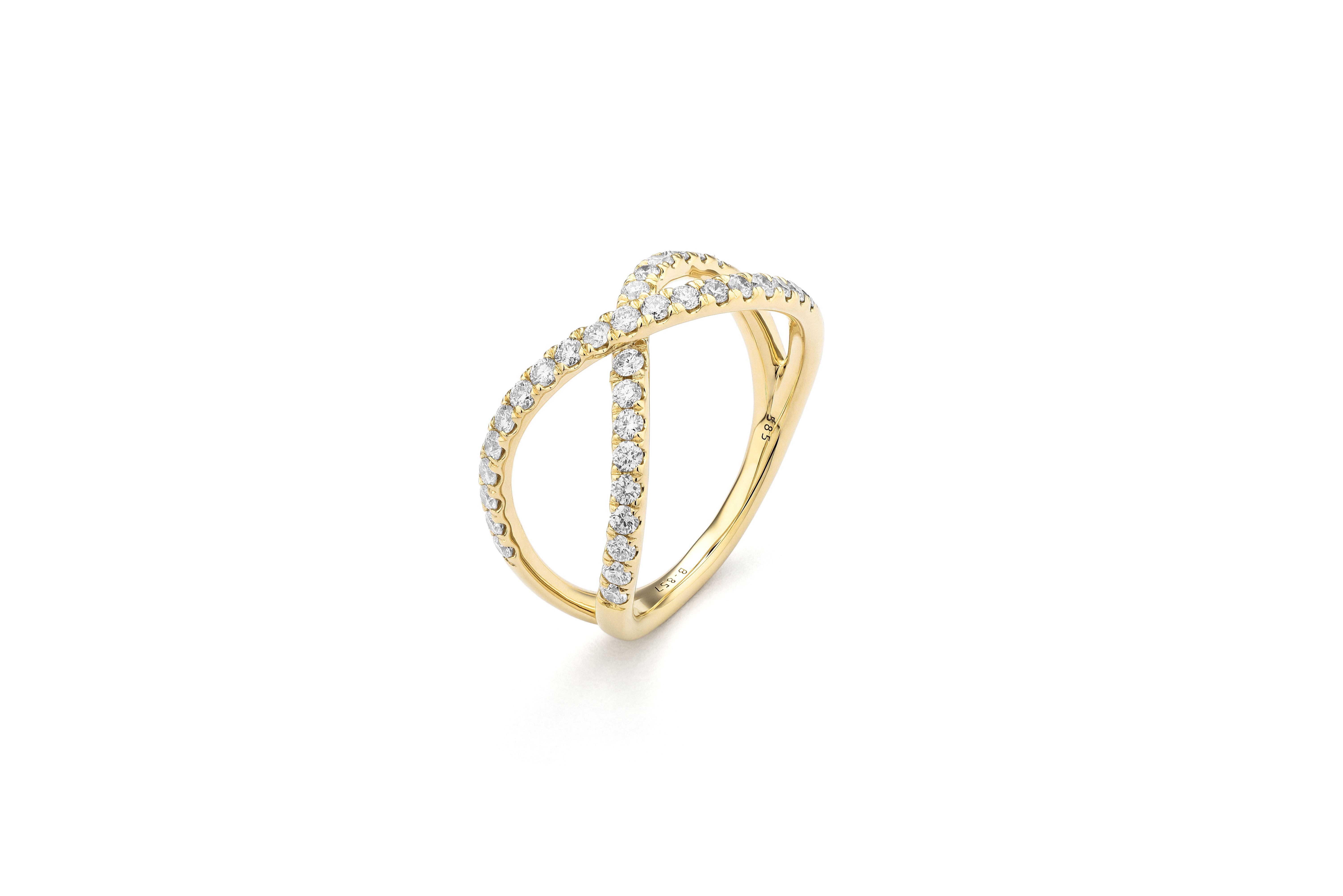 FACET Yellow Gold  3/5ctw Diamond Criss Cross Ring