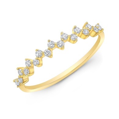 Yellow Gold Offset Diamond Stackable Band