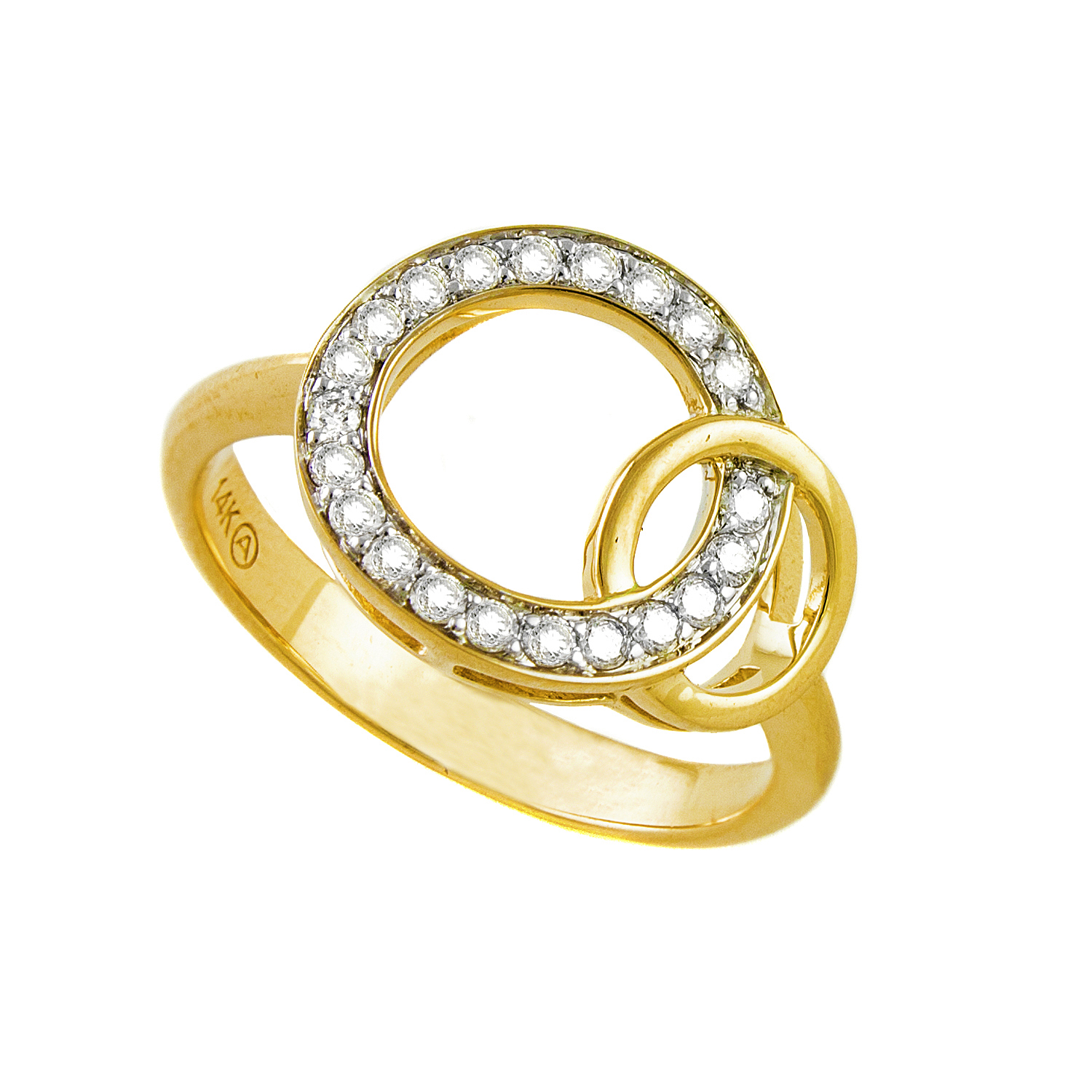 Yellow Gold 1/4ctw Diamond Geometric Entwined Circles Ring