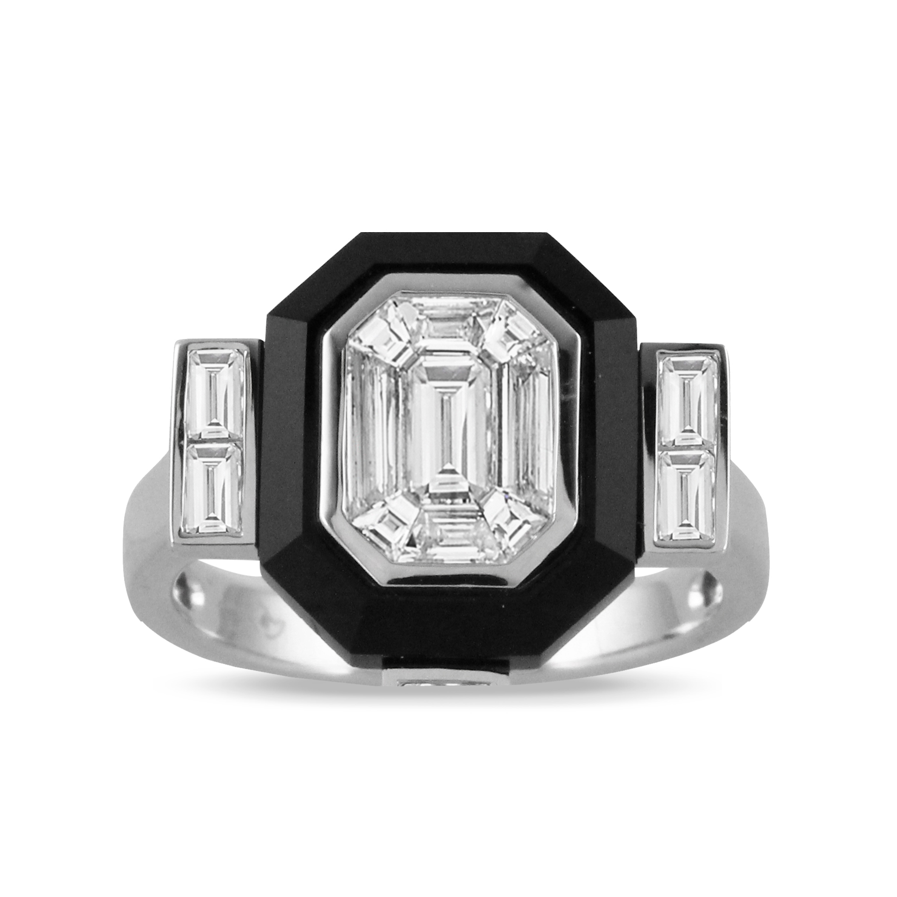 DOVES Diamond and Onyx White Gold Ring | Mondrian