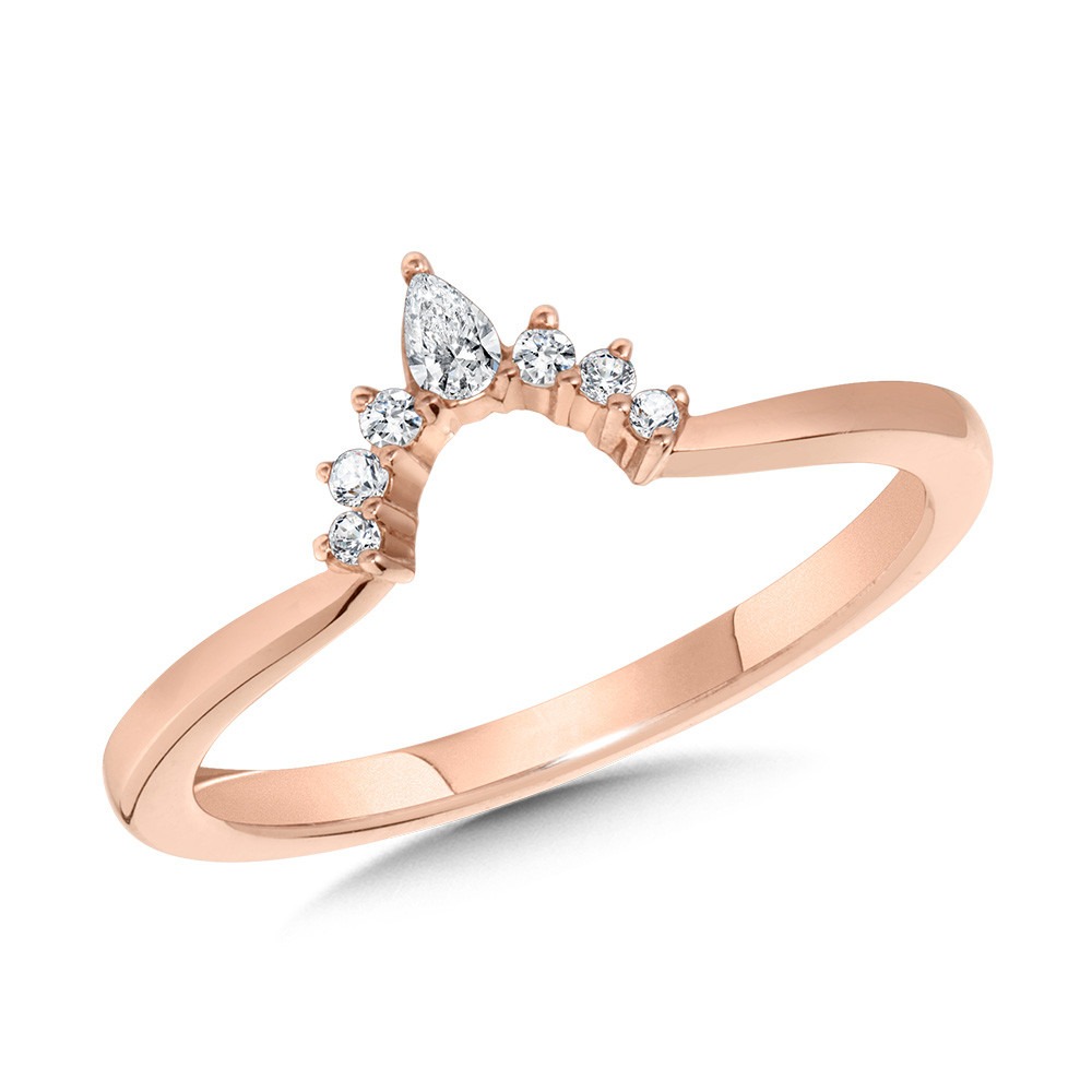 Rose Gold 1/5ctw Pear-shaped Diamond Arch-Shaped Chevron Band