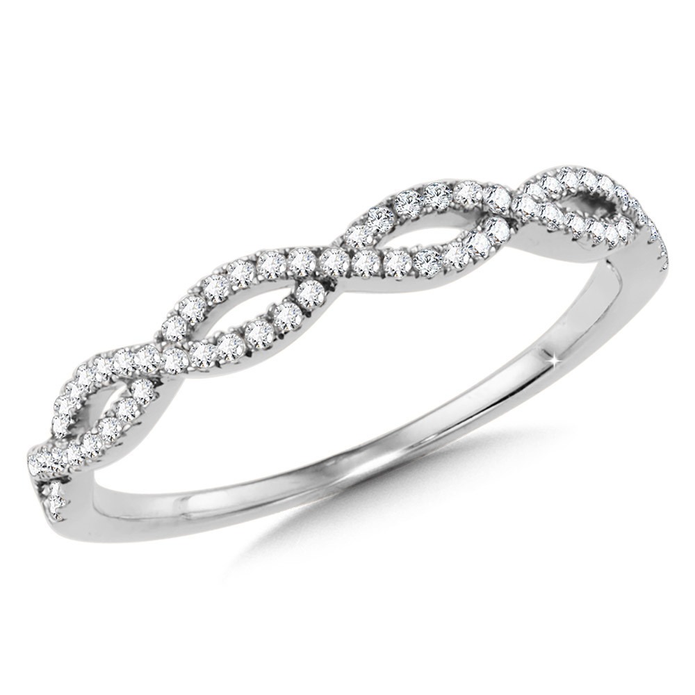 White Gold Diamond Crisscross Stackable Band 3/20ctw