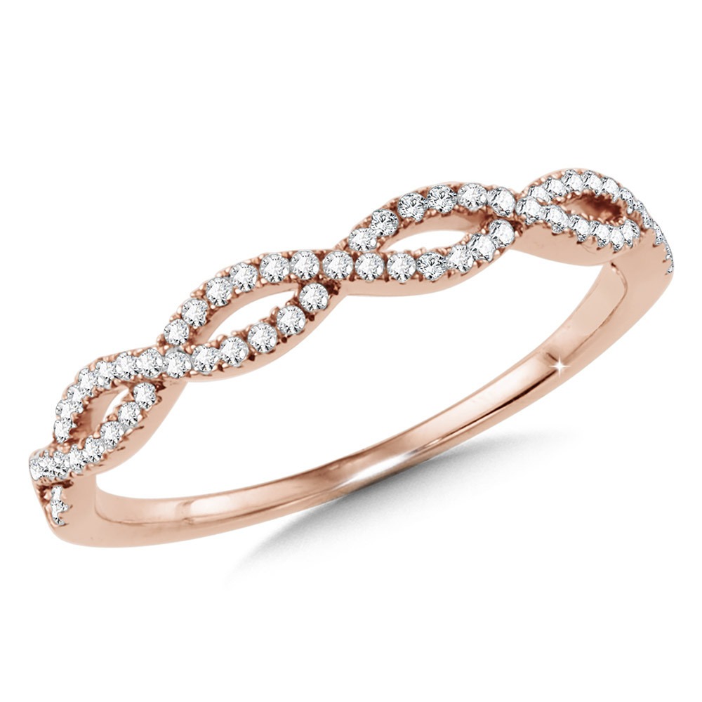 Rose Gold Diamond Crisscross Stackable Band 3/20ctw