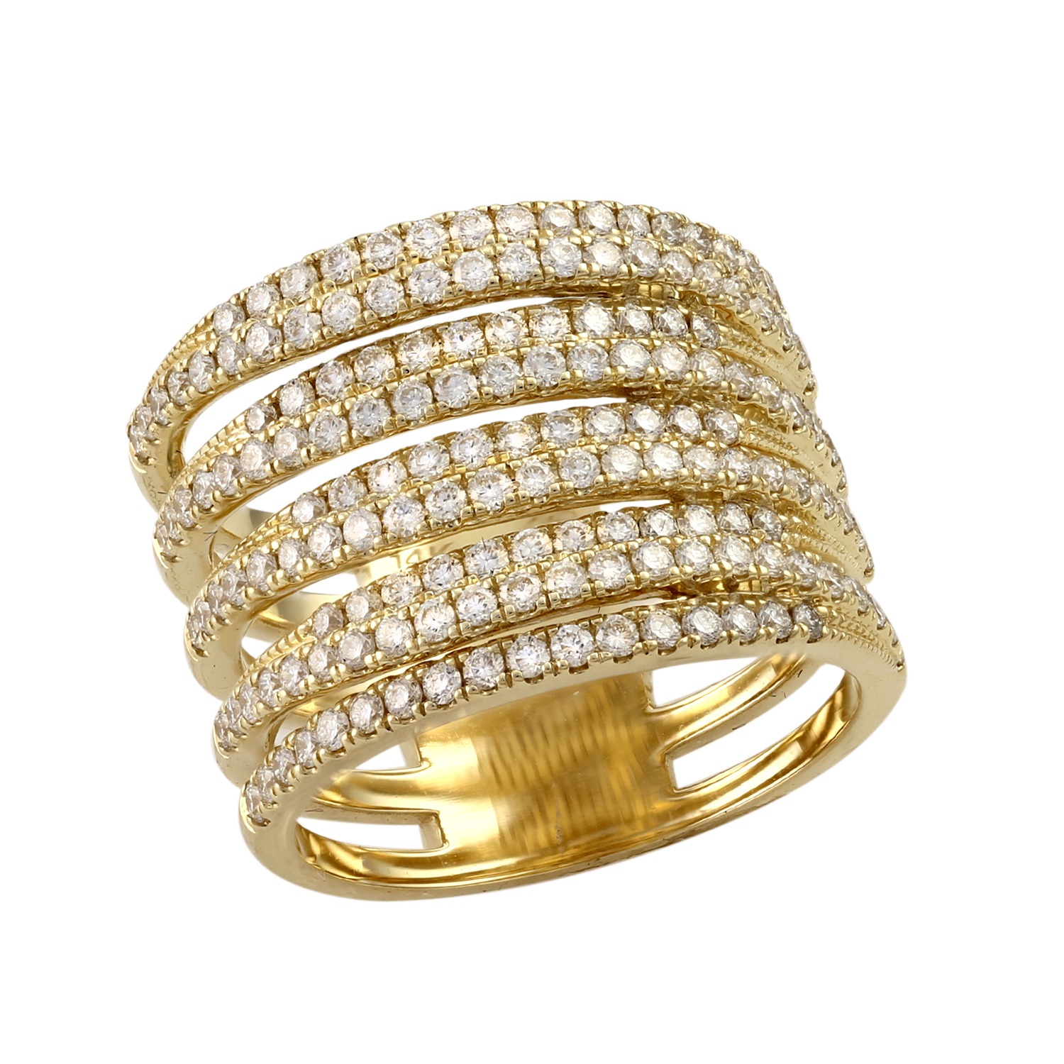 Yellow Gold 1 1/2ctw Diamond Wide Band Ring