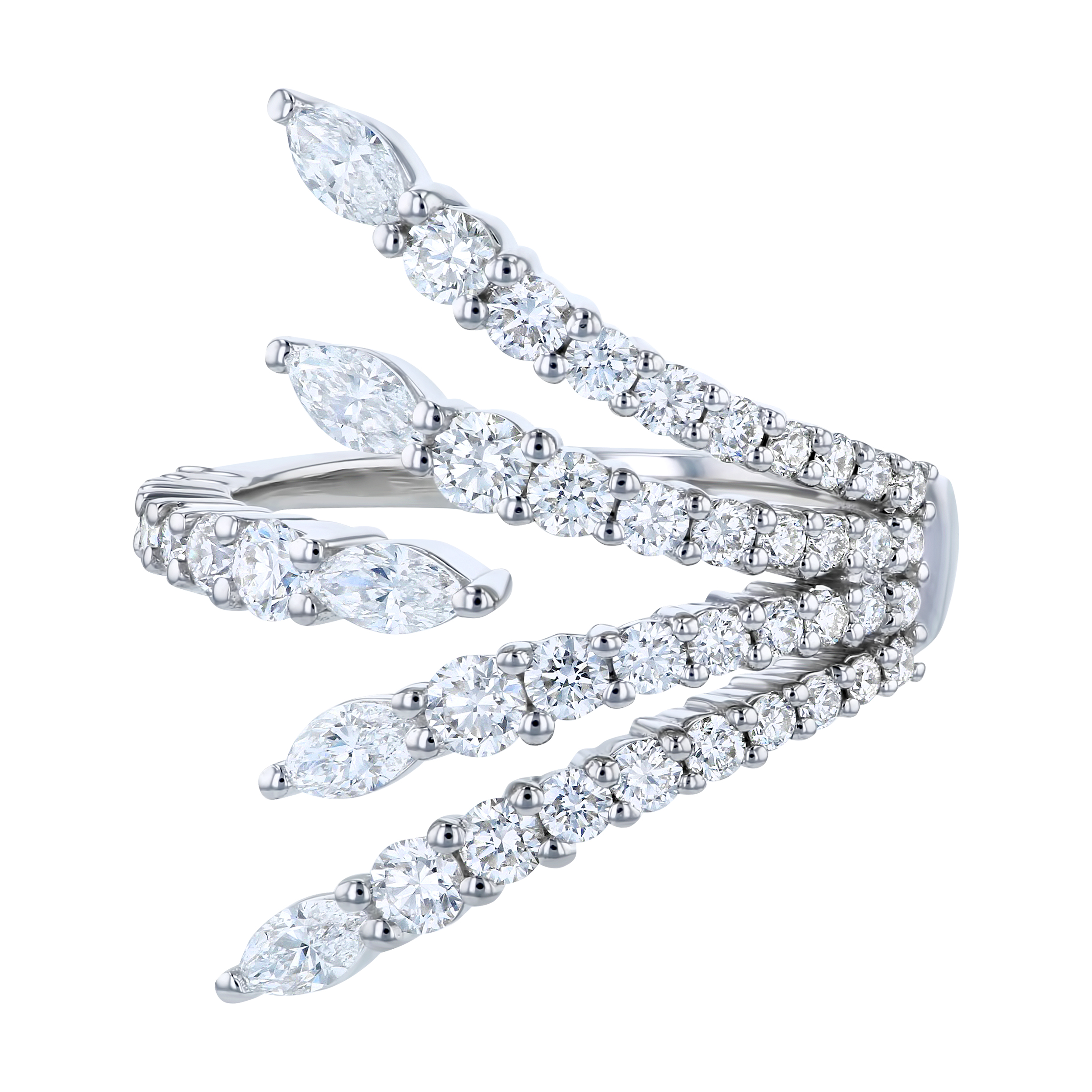 White Gold 1 1/2ctw Horizontal Diamond Fan Ring