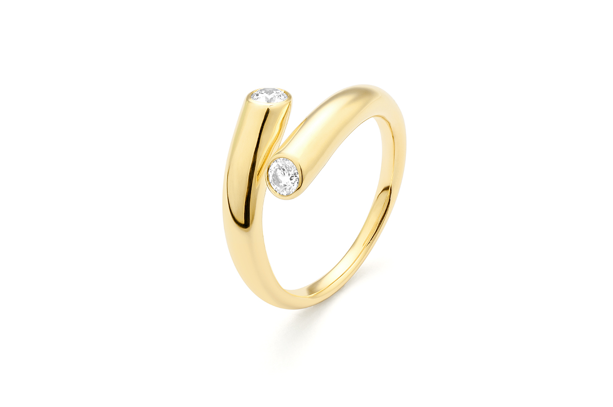 FACET Yellow Gold 1/4ctw Diamond Bypass Ring
